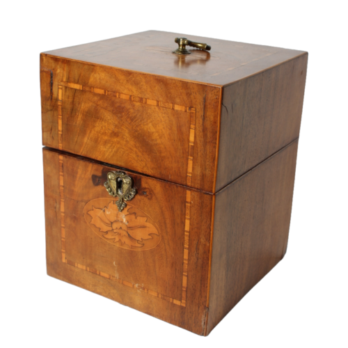 Antique Mahogany Liquor Caddy | 19th-Century Box with Crystal Decanters & Gold - Picture 8 of 12