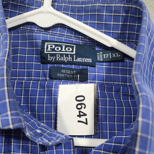 Polo Ralph Lauren Hemd Herren XL Blau Kariert Regent Custom Fit Langarm Vintage - Bild 2 von 16