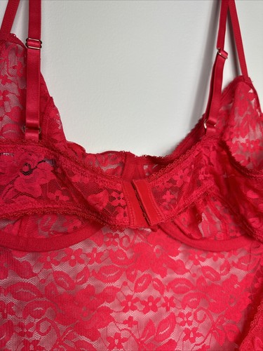 I.N.C. International Concepts Sheer Lace Cup Lingerie Bodysuit Ski Patrol Red 2X - Bild 7 von 8