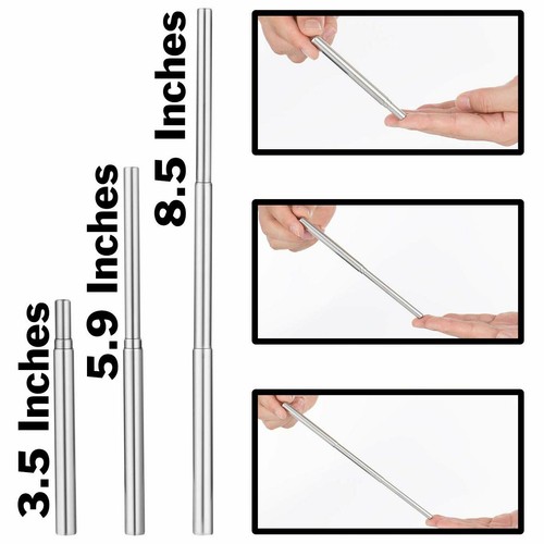 2 Pack Collapsible Metal Straws with Cleaning Brushes and Portable Keychain - Picture 2 of 6