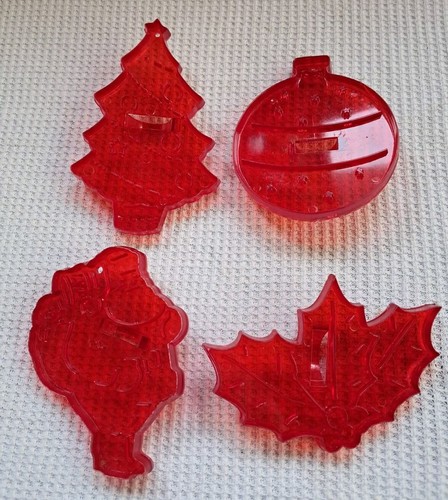 HRM Red Plastic Cookie Cutters Crown Logo USA Christmas Set of 4 - Picture 2 of 7