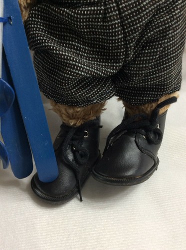 PBC International Tan Down Hill Skier Bear Stuffed 11” w/ Stand - Picture 7 of 10