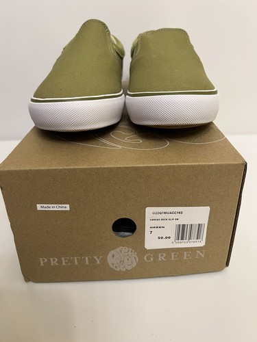 Entrenadores sin cordones de lona Pretty Green de cubierta verde talla 7 Reino Unido - Imagen 9 de 10