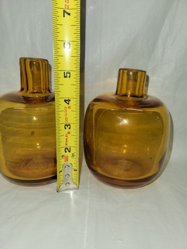 BLENKO Art Glass Vases Hand Blown #6424 Designer Joel Myers Amber Glass MCM 4686 - Picture 22 of 24