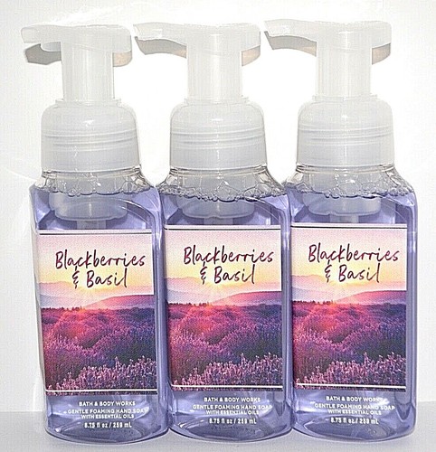 3 BATH & BODY WORKS BLACKBERRIES & BASIL GENTLE FOAMING HAND SOAP WASH 8.75 OZ