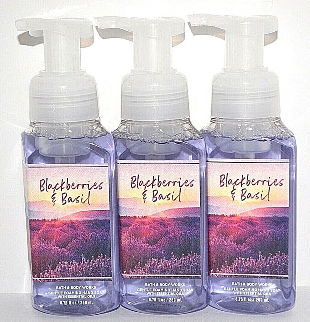 3 BATH & BODY WORKS BLACKBERRIES & BASIL GENTLE FOAMING HAND SOAP WASH