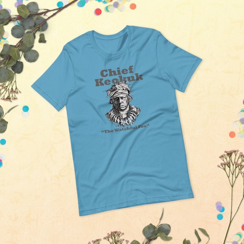 Native American T-Shirt Adult Unisex Short Sleeve "Chief Keokuk" Design - Picture 3 of 6