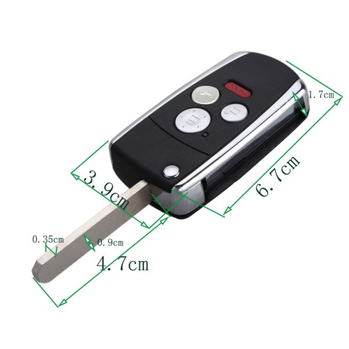 for Honda Ridgeline Civic Accord CR-V 4Butons Uncut Flip Remote Car Key Shell - Imagen 2 de 4
