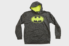 Batman Youth Boys Bat Logo Pullover Gray Hoodie NWT Large