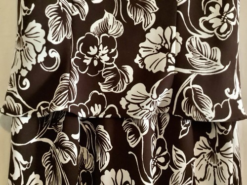 Miss Dorby Dress, Size 12, Blouson Pencil Long Brown/Beige Floral Sleeveless VTG - Picture 9 of 16