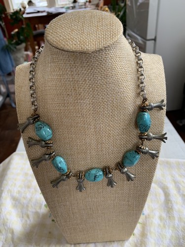 Vintage Lee Menichetti Squash Blossom Turquoise Necklace
