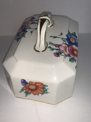 Vintage Losol Ware Keeling & Co. Burslem Covered Cheese Keeper FLOWERS England - Picture 9 of 11