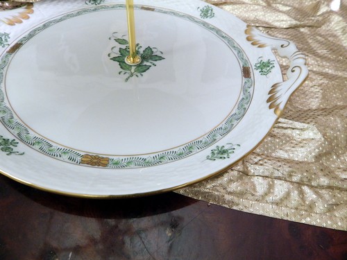 ausgefallene edle Etagere Tafelaufsatz 3-stufig Herend Apponyi Vert grün - Picture 3 of 3