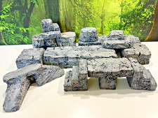 Wargaming Terrain SET OF 13 PAINTED Rocks D D Warhammer Modular Stackable Cliffs