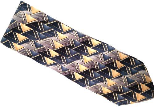 Pierre Cardin Men's Tie Classic Style Silk Navy Gold Silver Geometric All Season - Picture 9 of 16
