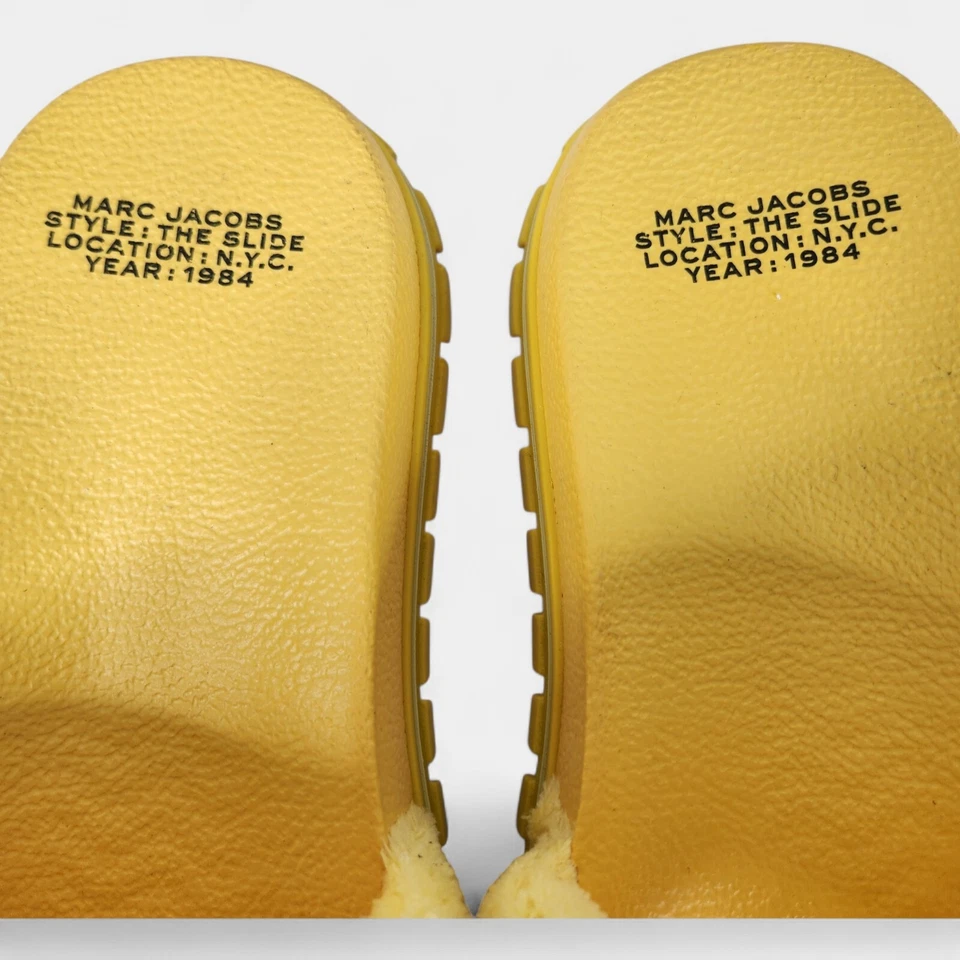 Marc Jacobs The Terry Slide Sandals Women's 38 (8 US) Yellow Open Toe - Image 4 of 4