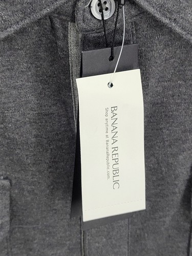 Camisa Banana Republic Para Hombres XL Gris Jaspeado Lujo Tacto Elastizada Bolsillo con Botones - Imagen 4 de 9