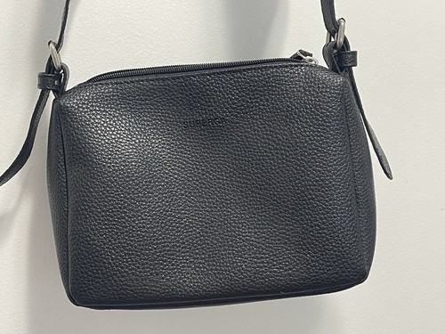 Superga Pebble Grain Leather Black Cross Body Bag Wide Strap Bohemian Design - Picture 8 of 21