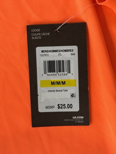 NWT Men’s Size M Under Armour Orange Velocity Muscle Tank Top Shirt 1327972 $25 - Picture 4 of 6
