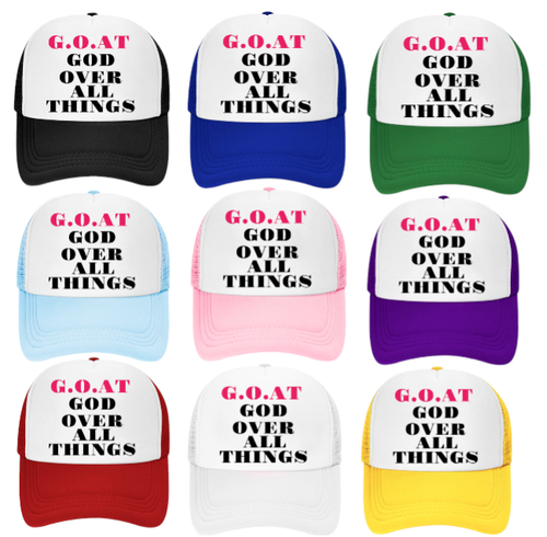 G.O.A.T Hat Adjustable Snapback Trucker Hat God Over All Things Church Faith Hat - Picture 25 of 49