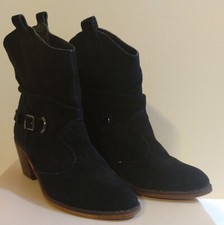 Decree Women's Black Suede Western Ankle Boot Size 7m