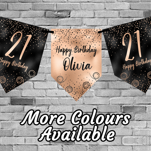Personalised Birthday Bunting Banner 18th 21st 30th Flags Party Decorations - Picture 18 of 19