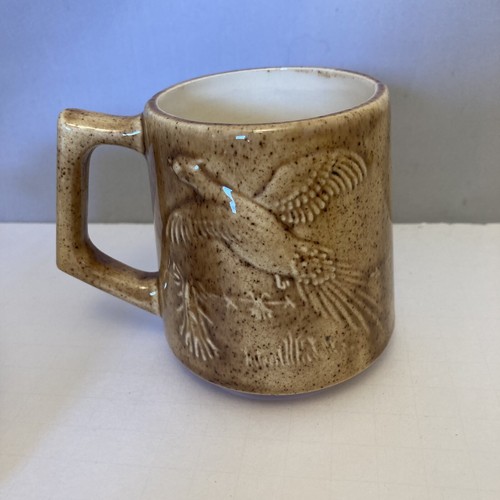 4 Vintage Mid Century Stoneware Coffee Mugs Pheasant Hand Crafted Signed Set 4 - Picture 7 of 15