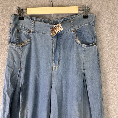 Oli and Hali Chambray Blue Wide leg Boho Palazzo Tencel Jean Pants Festival NWT - Picture 9 of 16