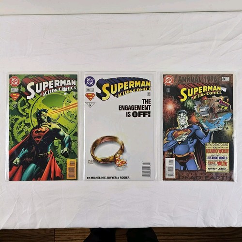 3x Superman Comic Books DC Comic Book Lot #19 Bagged & Boarded .99 Cent Auction