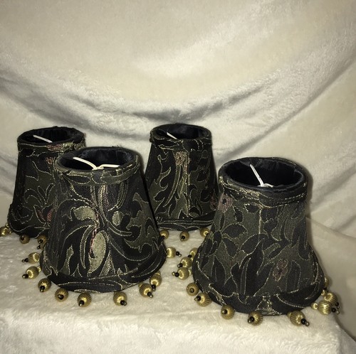 Set 4 lampadari neri damascati personalizzati bordo sfera oro paralumi 5" - Foto 3 di 12