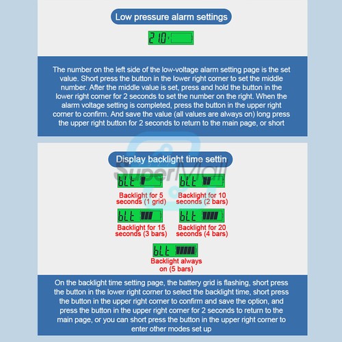 DC 12-72V LCD Electric Vehicle Lead-Acid Lithium Battery Indicator Voltmeter - Bild 4 von 15