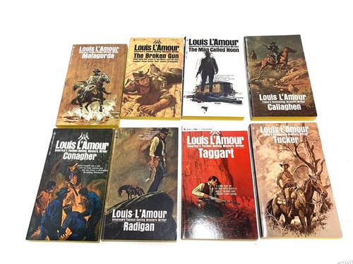 Louis Lamour 8 Novel Box Set Vtg 1974 Kid Roedelo Skyliners North Rails Bantam - Imagen 11 de 16