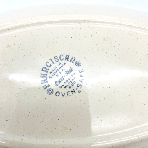 Franciscan Fern Dell Earthenware Divided Vegetable Serving Bowl Oval 1950's Vtg - Picture 5 of 9