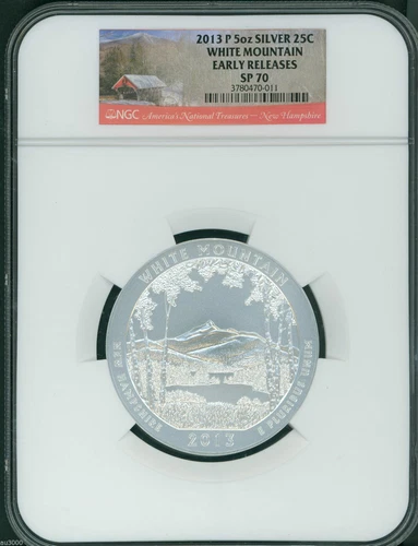 2013-P 5-COINS SET ATB NP RUSHMORE etc. 5 Oz SILVER NGC SP70 EARLY RELEASES E.R.