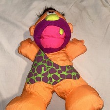 1992 Fisher Price Puffalumps Caveman 12  Orange Nylon Plush Vintage No Grunt