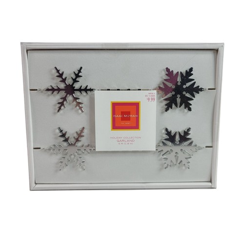 Isaac Mizrahi para Target Garland x2 Holiday 6 pies copo de nieve espejado 2005 NUEVO - Imagen 6 de 6