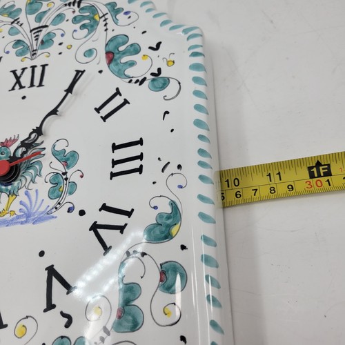 Reloj de Pared Vintage Cottura Italiano Cerámica Mari Deruta Firmado Pintado a Mano Funciona - Imagen 13 de 14