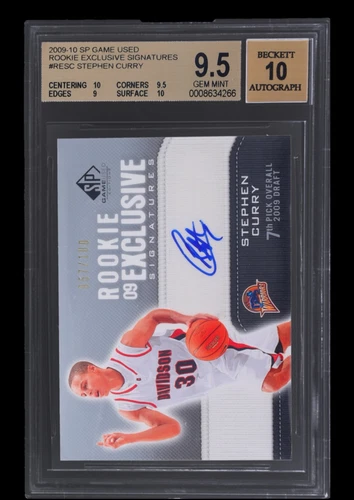 2009-10 SP Game Used Steph Curry Rookie Exclusive Signatures # /100 BGS 9.5 /10