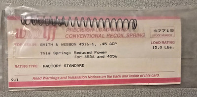 Wolff 47715 S&W 4516-1, 4536, 4556, 45ACP RECOIL & FIRING PIN SPRING 15LB (WS17)
