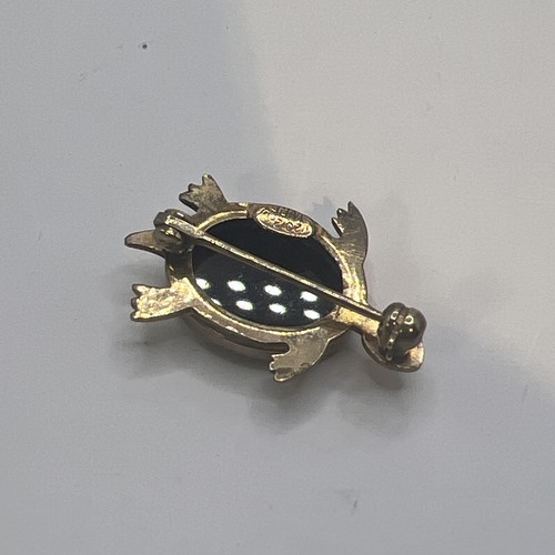 W R E Richard’s 12k GF Black Onyx Turtle Pin Brooch Vintage MCM 1” - Picture 5 of 9