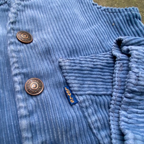 Vintage 70er Levis Kinder Cord blau gelb Etikett Weste Jacke Hose Anzug - Bild 4 von 10
