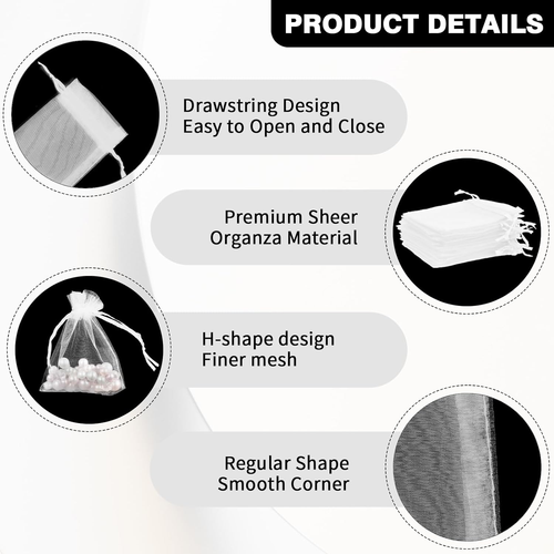 Organzabeutel, weiße Organzabeutel, 50 Stück, transparenter Organzabeutel 3 x 4 Zoll, Schmuck  - Bild 4 von 7