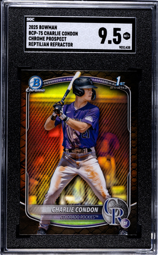 2025 Bowman Chrome 1st Charlie Condon #BCP-75 SGC 9.5 Reptilian Refractor