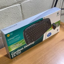 NEW Logitech Cordless Desktop EX 100 Wireless Keyboard & Optical Mouse Combo USB