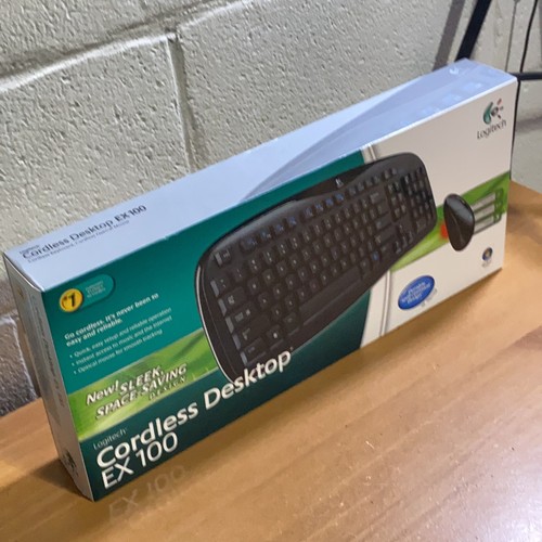NEW Logitech Cordless Desktop EX 100 Wireless Keyboard & Optical Mouse Combo USB - Picture 1 of 4
