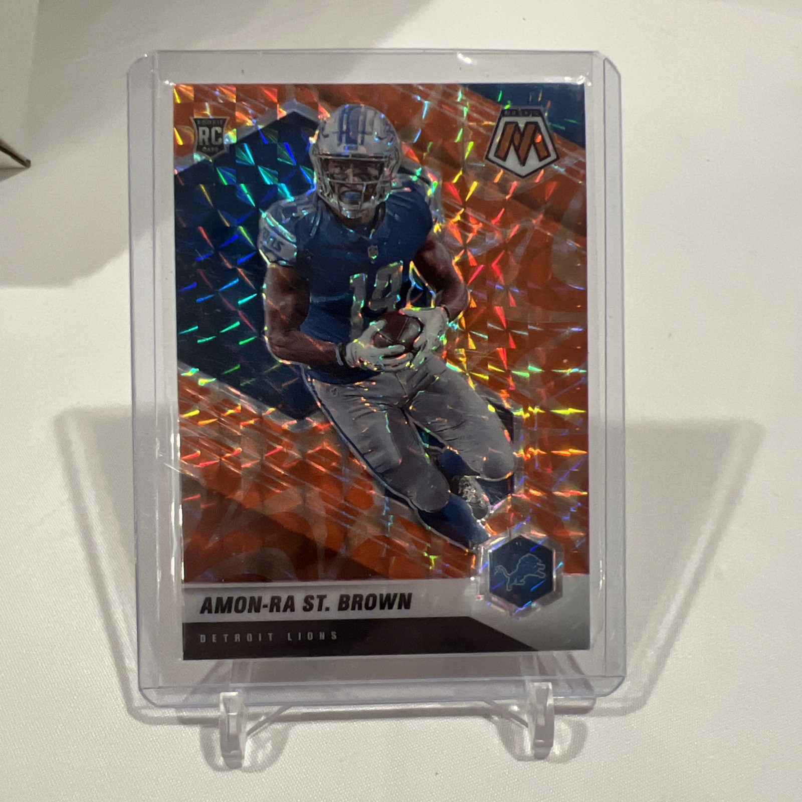 2021 Panini Mosaic Amon-Ra St. Brown Reactive Orange Prizm #328 Rookie RC