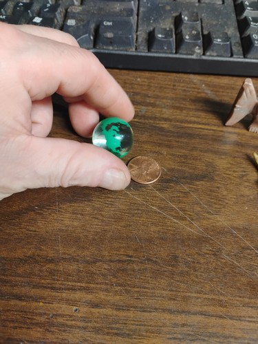 Clear Marble With Green Planet Continents On It - Picture 6 of 18