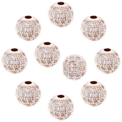 10x Brass Crystal Cubic Zirconia Beads Round Loose Beads 6/8/10mm Multi-Color - Picture 11 of 17