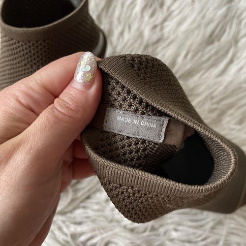 Eileen Fisher Warrick Stretch Fly Knit braune offene Zehenpartie Keilabsatz-Sandalen neu ohne Karton Größe 7,5 - Bild 8 von 12