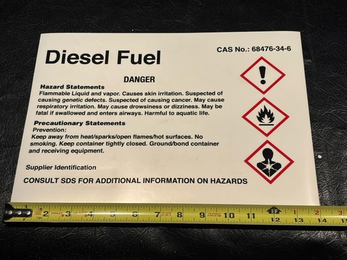 Diesel Fuel Danger OSHA / ANSI LABEL AUFKLEBER STICKER 14” x 10” - Bild 1 von 2
